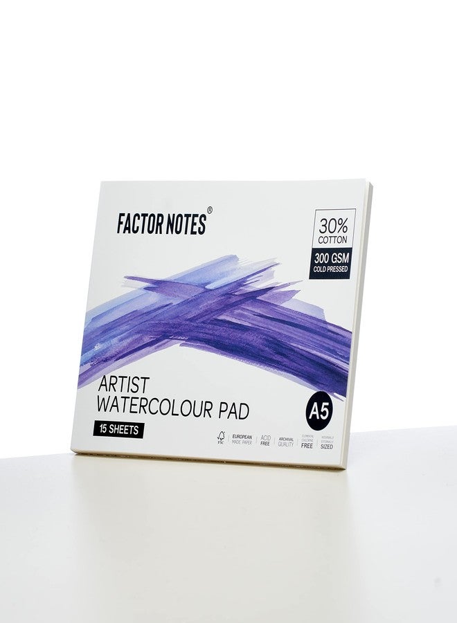 FACTOR NOTES Artist Watercolour Pad: 30% Cotton, 300 GSM, Cold Pressed, Acid-Free Tearable Paper (A5), Oil Paint - Image 4